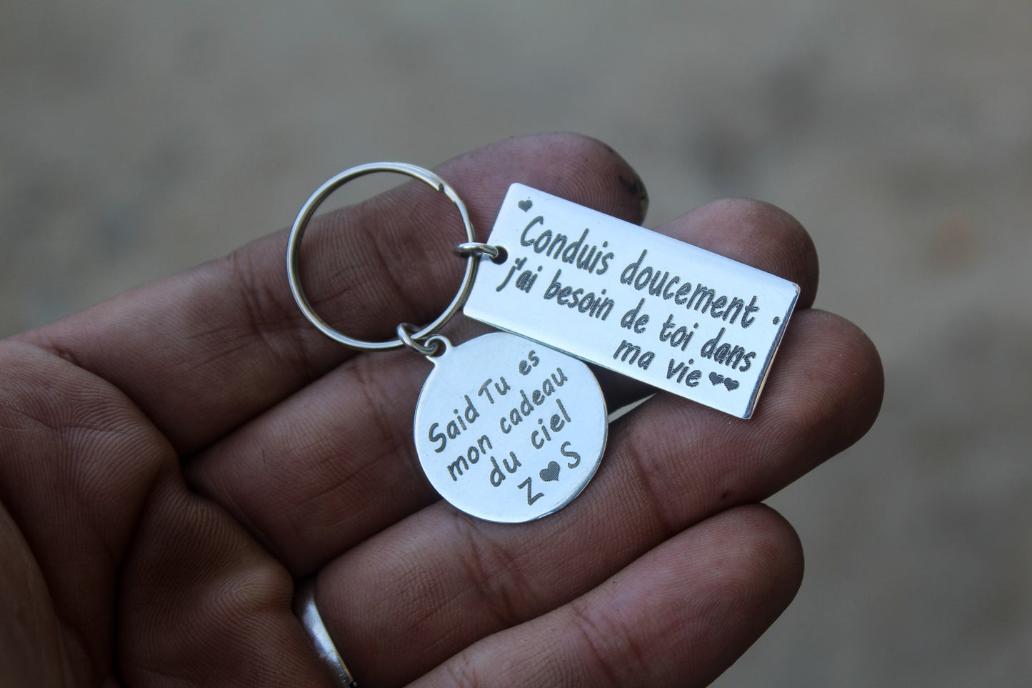 Porte-clé 2 pièces en argent